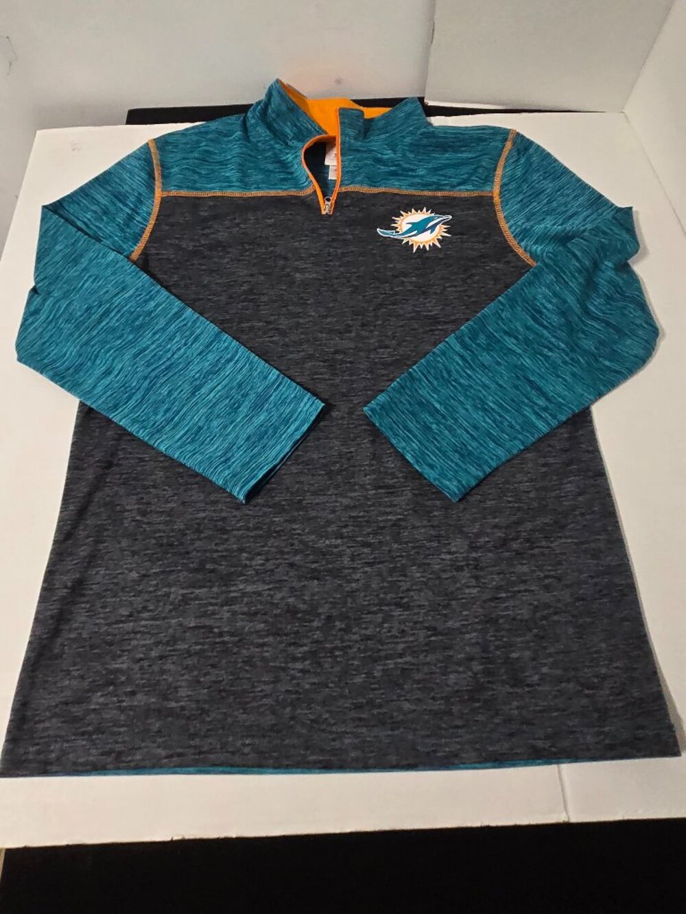 NFL Team Apparel Miami Dolphins Quarter-Zip Performance Pullover